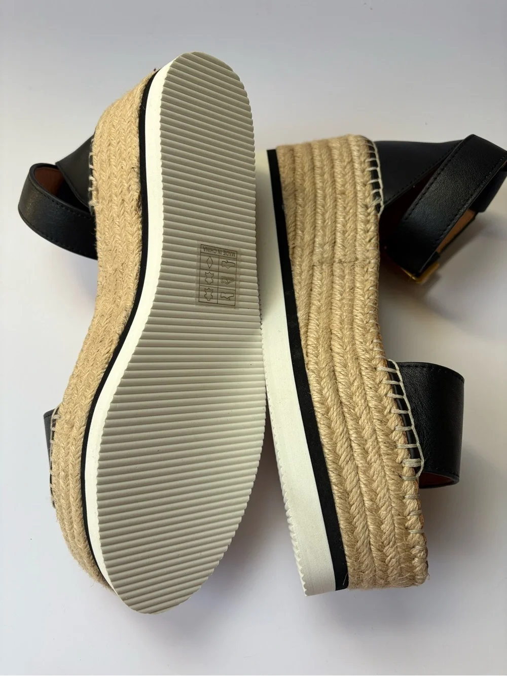 See by Chloé Black Espadrille Platform Sandals with Ankle Strap 8.5